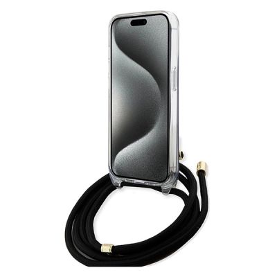 4. Guess Crossbody Cord 4G Print case for iPhone 15 Pro Max - black