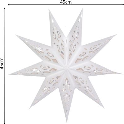 5. PAPER DECORATION STAR 45CM 9 ARMS WHITE