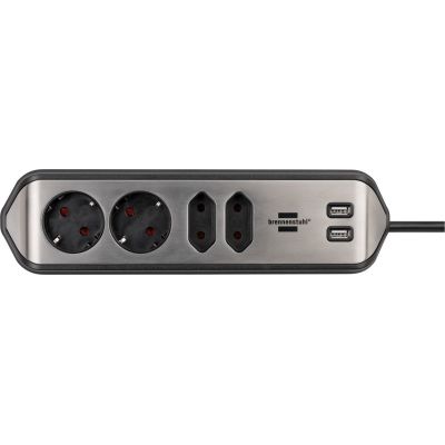15. Brennenstuhl table socket 1 pc silver, protective contact 1 pc.