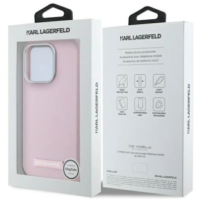 8. Karl Lagerfeld FW Metal Plate MagSafe iPhone 15 Pro Max Case - Pink