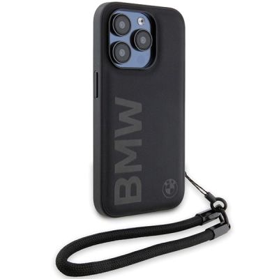 3. BMW Signature Leather Wordmark Cord case for iPhone 15 Pro - black