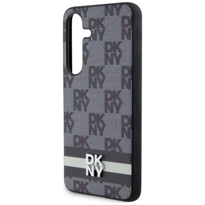 7. DKNY Leather Checkered Mono Pattern & Printed Stripes case for Samsung Galaxy S24+ - black