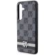 7. DKNY Leather Checkered Mono Pattern & Printed Stripes case for Samsung Galaxy S24+ - black