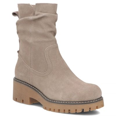 Women’s Beige Ruched Leather Ankle Boots Filippo DBT6402