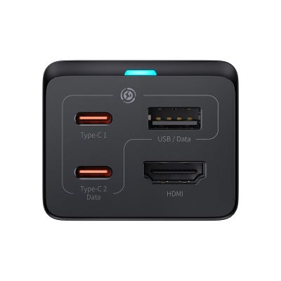 3. Baseus fast charger GaN5 Pro HUB HDMI 2 x USB-C / USB-A / HDMI 4K 30Hz 1.5m black + USB-C cable - USB-C 100W 40Gb/s (USB4) 1m (CCGP110201)