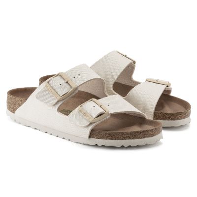 5. Birkenstock Arizona Vegan Women Textile Narrow Eggshell Flip-Flops for Narrow Feet (1022679)
