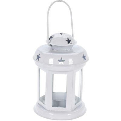 WHITE TEA LIGHT LANTERN CANDLE HOLDER