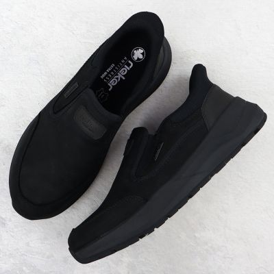 5. Men’s Waterproof Leather Slip-On Shoes, Black Rieker 06052-00