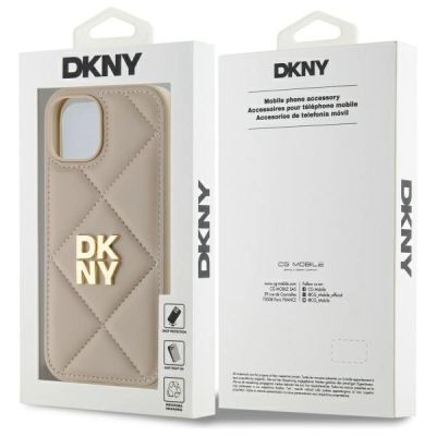 8. DKNY Quilted Stack Logo iPhone 15 Case - Beige