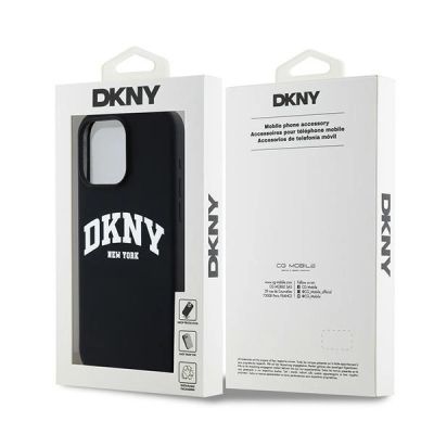 8. DKNY Liquid Silicone White Printed Logo MagSafe iPhone 14 Pro Max Case - Black
