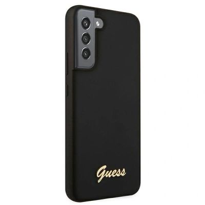 4. Guess Silicone Script Metal Logo Case for Samsung Galaxy S22+ - Black