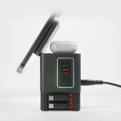 8. SBS Power Dock 6-in-1 with MagSafe, Stand, and USB-C Cables 65W – Black