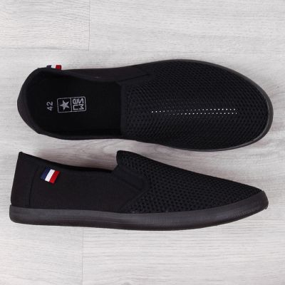 6. Men's black openwork slip-on sneakers NEWS