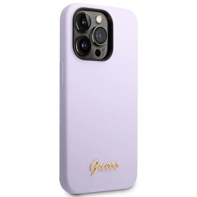 4. Guess GUHCP14LSLSMU iPhone 14 Pro 6.1" purple/purple hard case Silicone Vintage Gold Logo