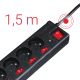 2. Hama 6-socket surge protector strip 1.4m with switches - black