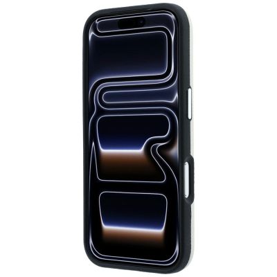 5. Karl Lagerfeld Grained Elongated Logo MagSafe Case for iPhone 17 Pro Max / 18 Pro Max - Beige