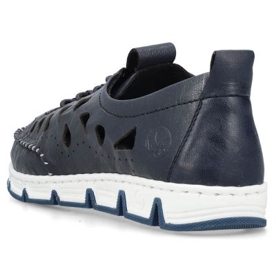 6. Rieker W RKR652 navy blue openwork leather shoes
