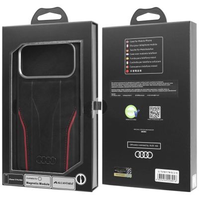 10. Audi R8 Genuine Leather MagSafe Case for iPhone 17 Pro Max - Black and Red
