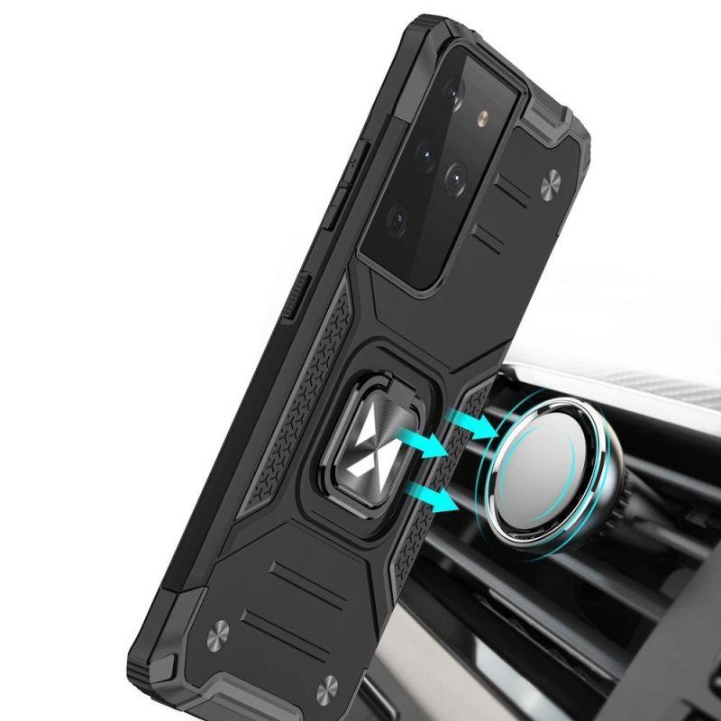 6. Wozinsky Ring Armor tough hybrid case cover + magnetic holder for Samsung Galaxy S22 Ultra blue