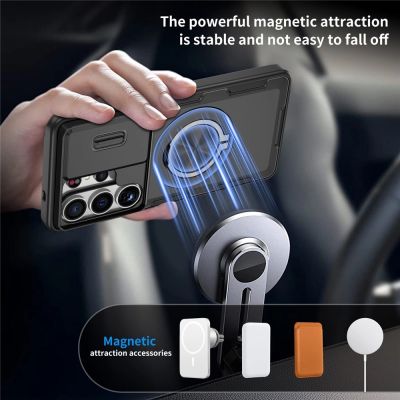 2. Samsung Galaxy S26 Ultra Case with Sliding Camera Cover and Swivel Stand Compatible with MagSafe - Black