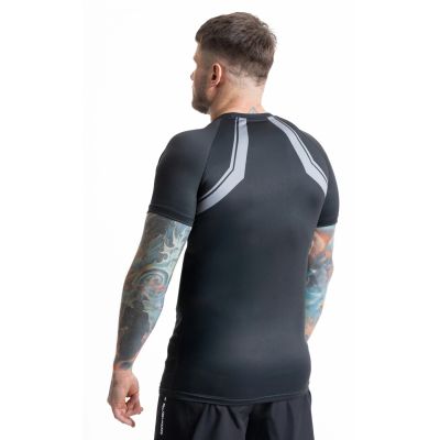 4. Gray short sleeve rashguard with DBX Bushido logo