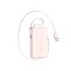 Joyroom JR-PR2L 10000mAh 35W Power Bank with Built-in Retractable USB-C Cable and USB-C Lanyard Cable - Pink