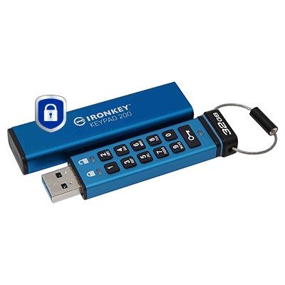 2. Kingston Technology IronKey Keypad 200 USB Flash Drive 32GB USB Type-A 3.2 Gen 1 (3.1 Gen 1) Blue