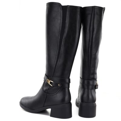 5. Women's leather boots with heels, insulated, black, Sergio Leone KZ-13-S