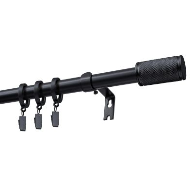 Extendable Single Curtain Rod Ø 19 mm GAMA Black 140–220 cm with Rings – KOWALSKI