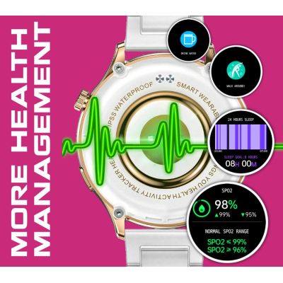 12. Rubicon RNCF02-2 Women's Smartwatch Gold + Pink Strap