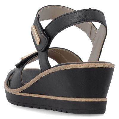 9. Women's gold leather wedge sandals Remonte R6266-90