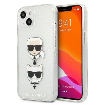 Karl Lagerfeld Glitter Karl's & Choupette Head case for iPhone 13 mini - silver