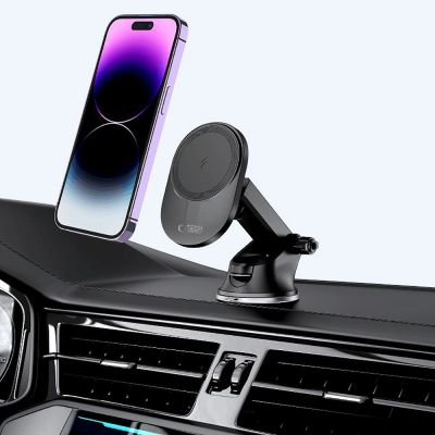 7. Tech-Protect MM15W-V1 Car Phone Holder with MagSafe 15W Wireless Charger for Cockpit/Air Vent - Black