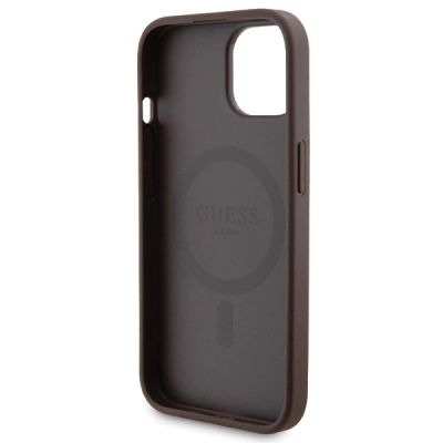7. Guess 4G Metal Logo case set for iPhone 15 + 5000mAh MagSafe power bank - brown