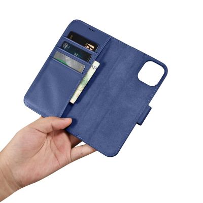 16. iCarer Wallet Case 2in1 Cover iPhone 14 Plus Anti-RFID Leather Flip Case Blue (WMI14220727-BU)