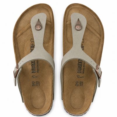 10. Birkenstock Gizeh Birko-Flor Nubuck Stone Regular Men's Flip-Flops Wide Gray (43391)