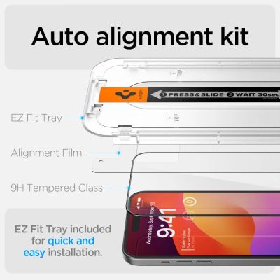 7. Spigen Glas.tR EZ Fit FC Tempered Glass for iPhone 15 Plus - Black