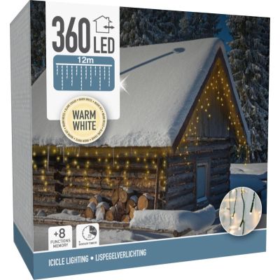 4. CHRISTMAS LIGHTS OUTDOOR CURTAIN LIGHT 360 LED CONTROLLER TIMER WARM WHITE GREEN CABLE