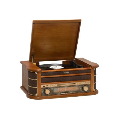 Denver MCR-50MK3 Retro Turntable – Wood Dark (FM, CD, USB)
