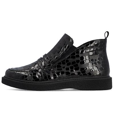 3. Women's patent leather ankle boots crocodile black Rieker 71150-00