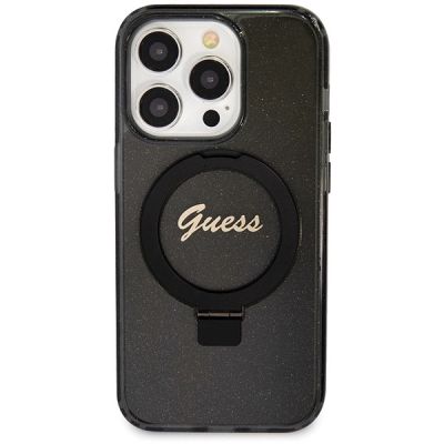3. Guess Ring Stand Script Glitter MagSafe case for iPhone 13 Pro Max - black