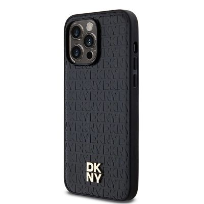2. DKNY Leather Pattern Metal Logo MagSafe case for iPhone 13 Pro Max - black