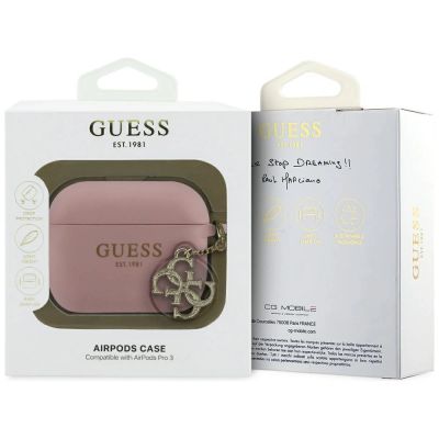 4. Guess Silicone 4G Charm Case for AirPods Pro 3 Pink
