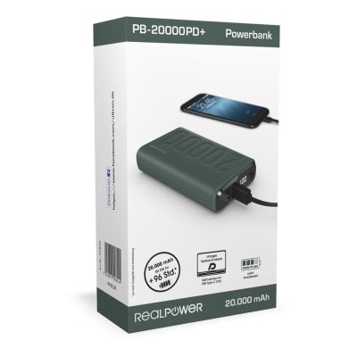 4. RealPower 333646 Power Bank 20000 mAh Green