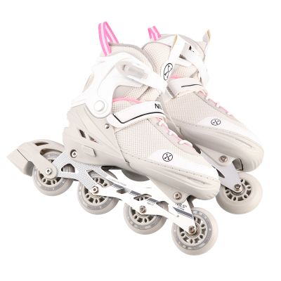 4. NH18188A 2-in-1 GREY-PINK SIZE L (39–43) HOCKEY INLINE SKATES WITH REPLACEABLE HOCKEY BLADE