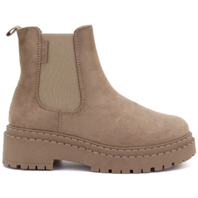 6. Women's suede ankle boots on a beige platform Big Star UU274858
