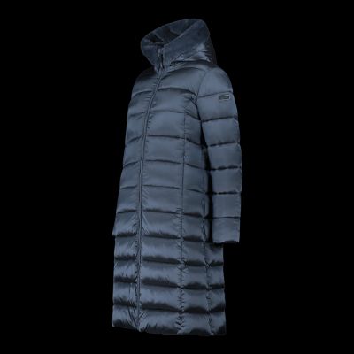 4. CMP women's winter jacket with hood, long insulated coat, navy blue (34K0046F/L635)