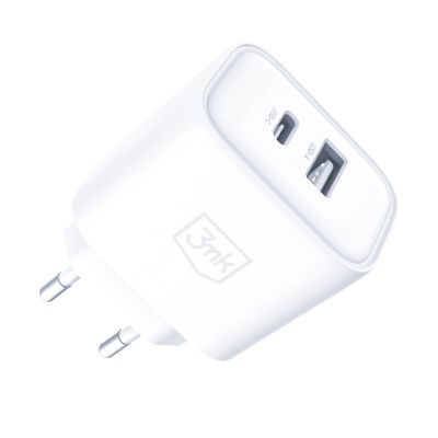 9. 3mk DualCharge 20W PD3.0 QC 3.0 PPS USB 1A1C Wall Charger - White