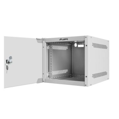 3. Lanberg WF10-2304-10S Rack Cabinet (4U; 240mm / 280mm / 310mm; Wall-Hung; Glass; 10"; Gray)