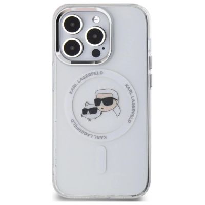 3. Karl Lagerfeld IML Metal Karl & Choupette Head MagSafe Case for iPhone 14 Pro Max - White